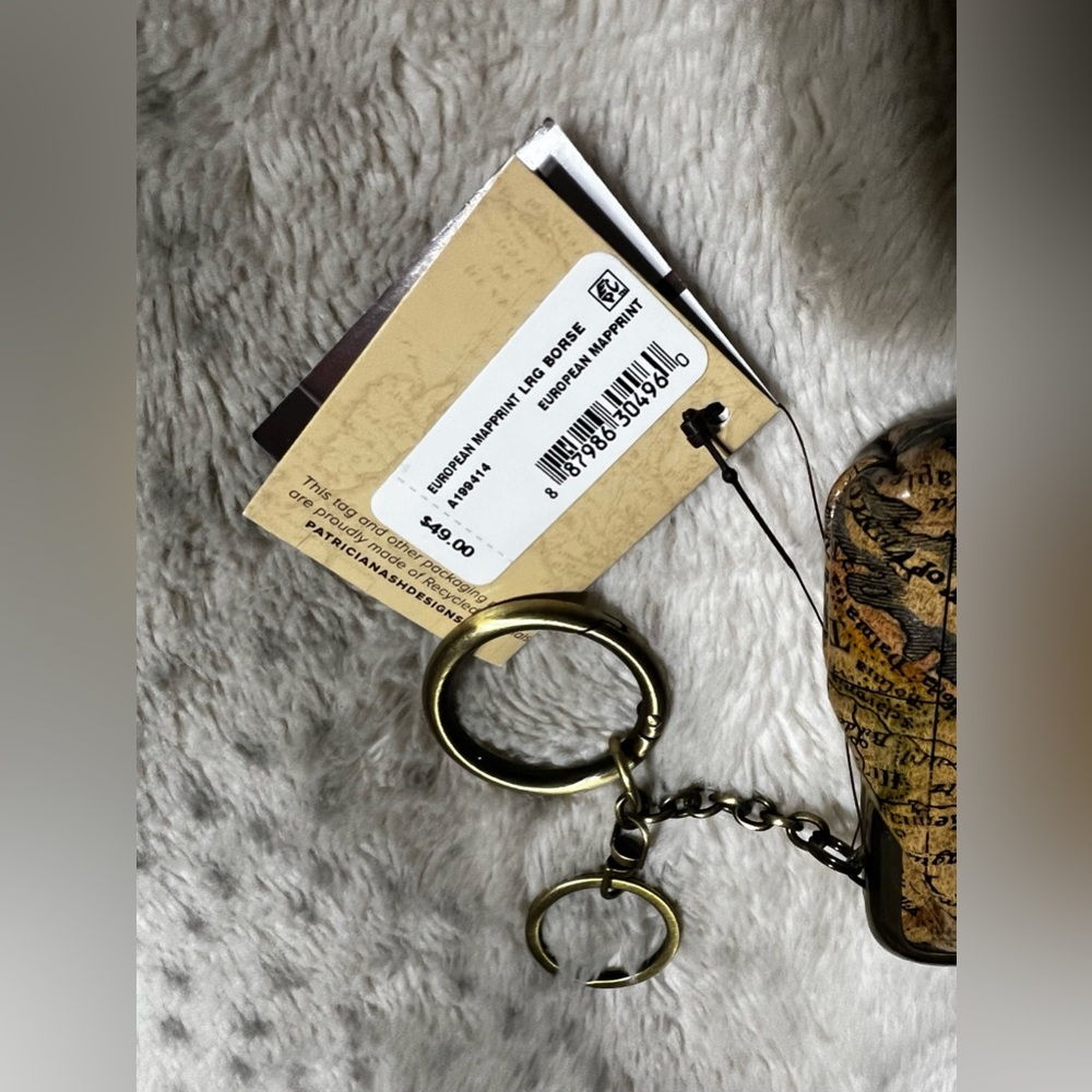 PATRICIA NASH Borse Leather Coin Kiss Lock Purse Keychain European Map Print NWT - Picture 4 of 7